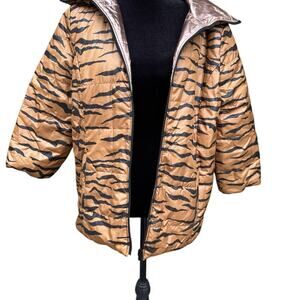 Chico’s 1 Zenergy women’s size 8-10 jacket, gold animal print
